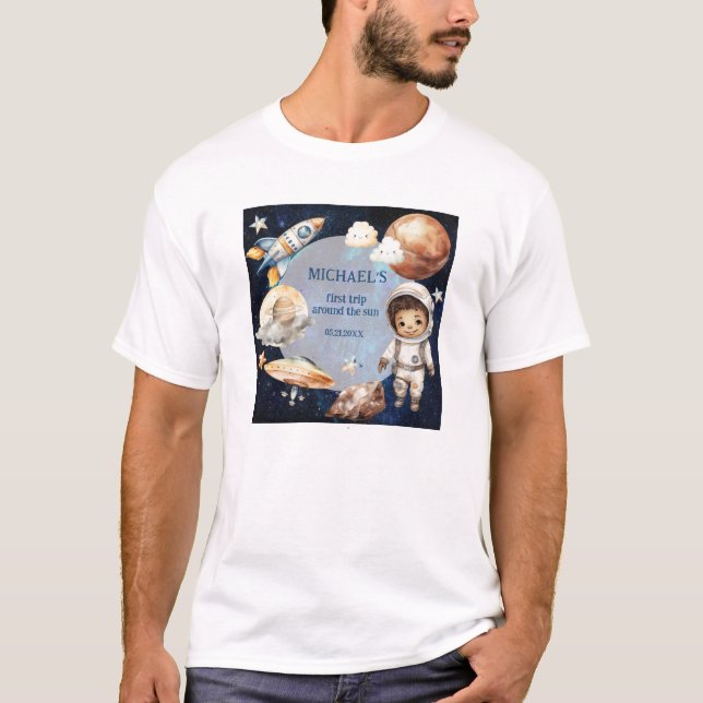 Space First Trip Around The Sun Birthday Parents T-Shirt (Front)