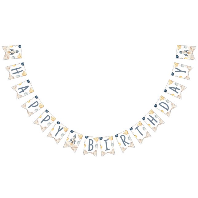 Space First Trip Around The Sun Birthday Party Bunting Flags (All)