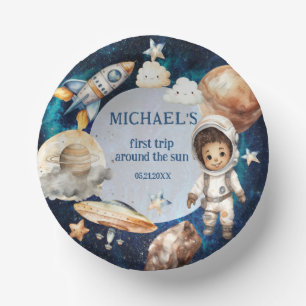 Space First Trip Around The Sun Birthday Party Paper Plate