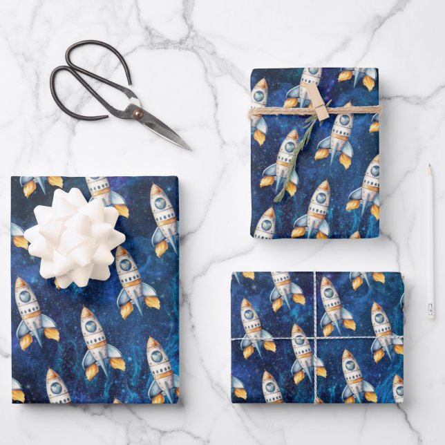 Space First Trip Around The Sun Birthday Wrapping Paper Sheet (Front)