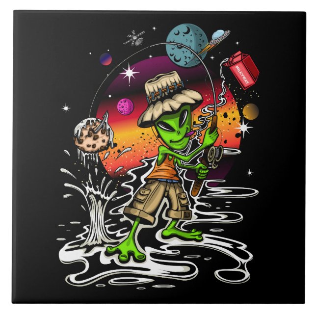 Space Fisherman Tile (Front)