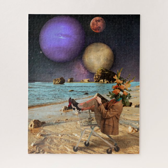 Space & Flowers at the Beach Jigsaw Puzzle (Vertical)