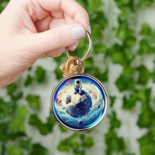 Space Football Astronaut Keychain