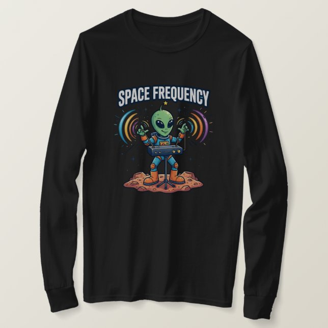 Space Frequency Theremin Alien Design T-Shirt (Design Front)