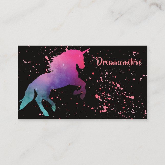 Space Galaxy Abstract Unicorn Splash Business Card (Front)