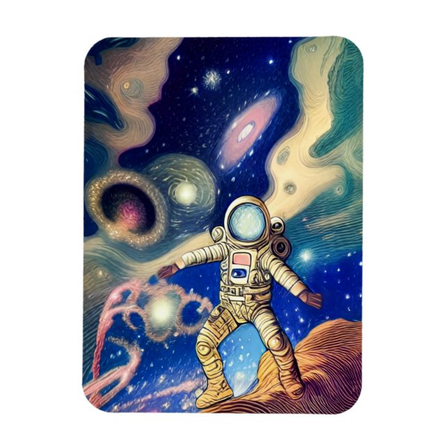 Space Galaxy Astronaut Illustration Art Magnet (Vertical)