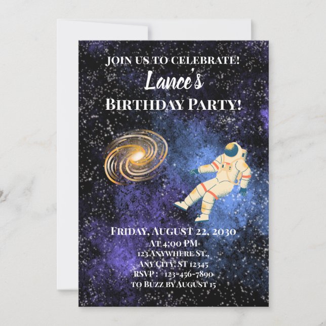Space Galaxy Astronaut Invitation (Front)