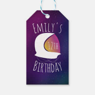 Space Galaxy Astronaut Purple Ombre Birthday Party Gift Tags