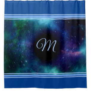 Space Galaxy Black Hole Blue Trim Monogram 