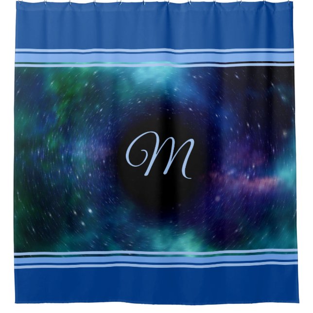 Space Galaxy Black Hole Blue Trim Monogram  (Front)