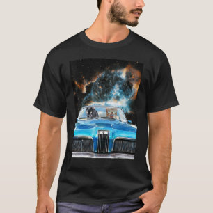 Space Galaxy Cats Driving Cat Car T-Shirt