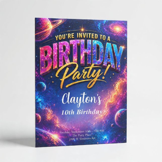Space Galaxy Celebration Theme Birthday Party Invitation (Creator Uploaded)