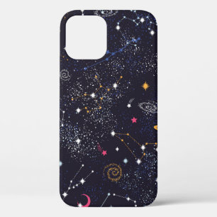 Space Galaxy constellation seamless pattern iPhone 12 Case