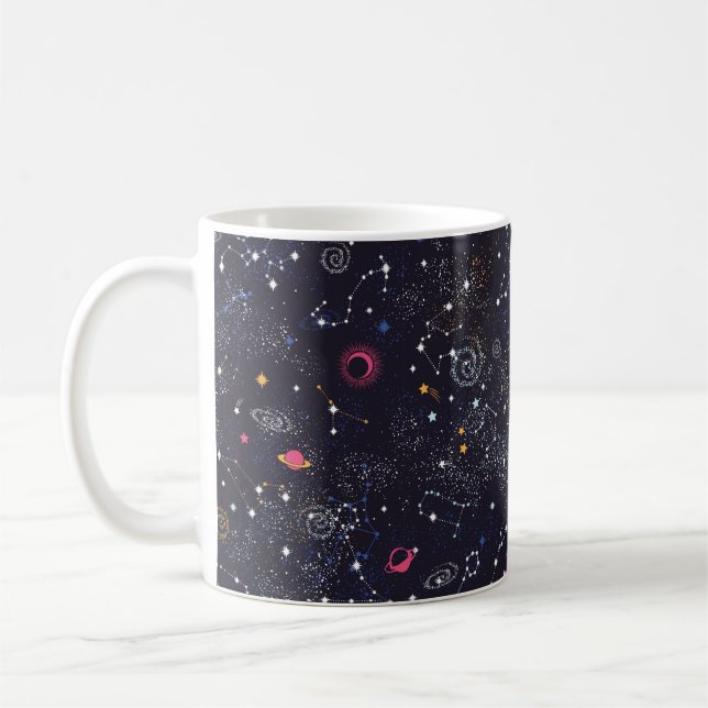 Space Galaxy constellation seamless pattern Coffee Mug (Left)