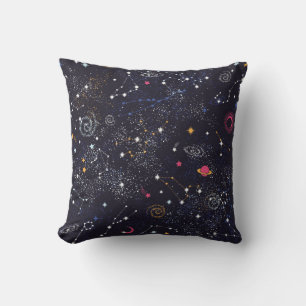 Space Galaxy constellation seamless pattern Throw Pillow