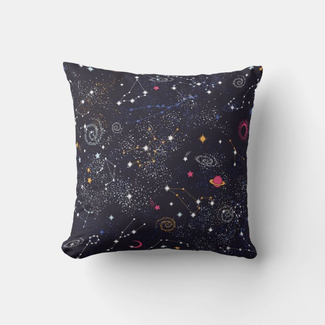 Space Galaxy constellation seamless pattern Throw Pillow (Front)