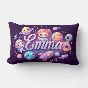 Space Galaxy Emma Personalized Throw Pillow