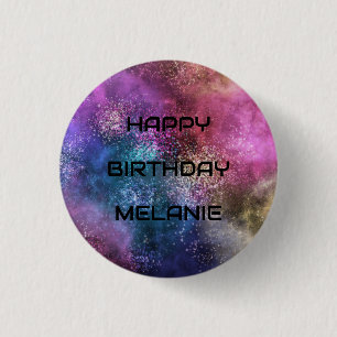 Space Galaxy Happy Birthday 1 Inch Round Button