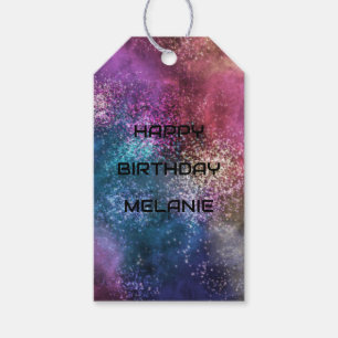 Space Galaxy Happy Birthday Gift Tags