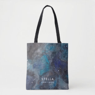Space Galaxy in Blue Tote Bag