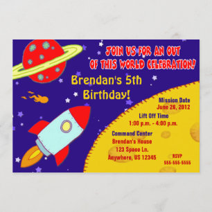 Space Galaxy Kids Birthday Invitation