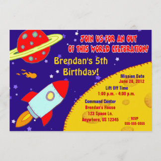 Space Galaxy Kids Birthday Invitation