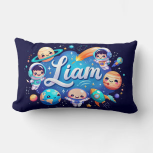 Space Galaxy Liam Personalized Throw Pillow