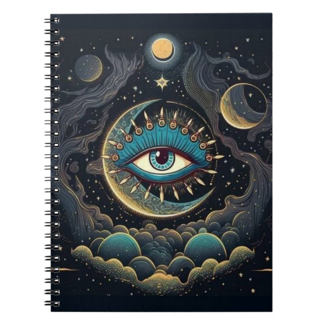 Space Galaxy Moon Eye Notebook (Front)