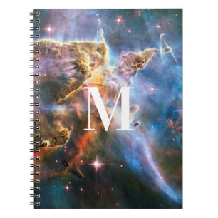 Space galaxy nebula. Universe stars. Monogram Notebook