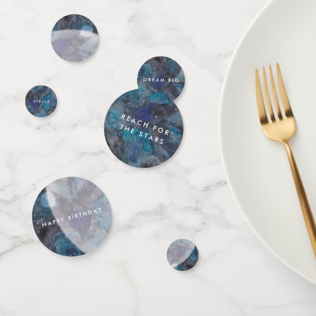 Space Galaxy Party Watercolor Personalized Confetti (Group)