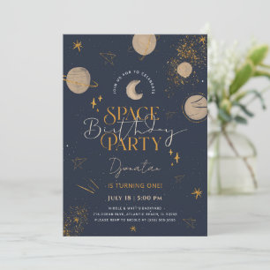 Space Galaxy Planets Birthday Invitation