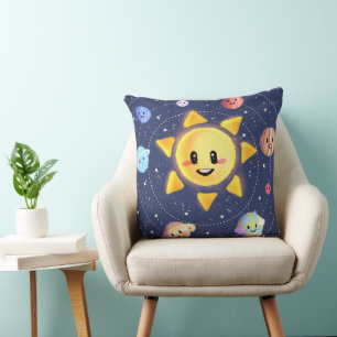 Space Galaxy Planets Throw Pillow