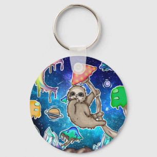 Space Galaxy Sloth Cosmic Mushrooms Weird Crystal Keychain