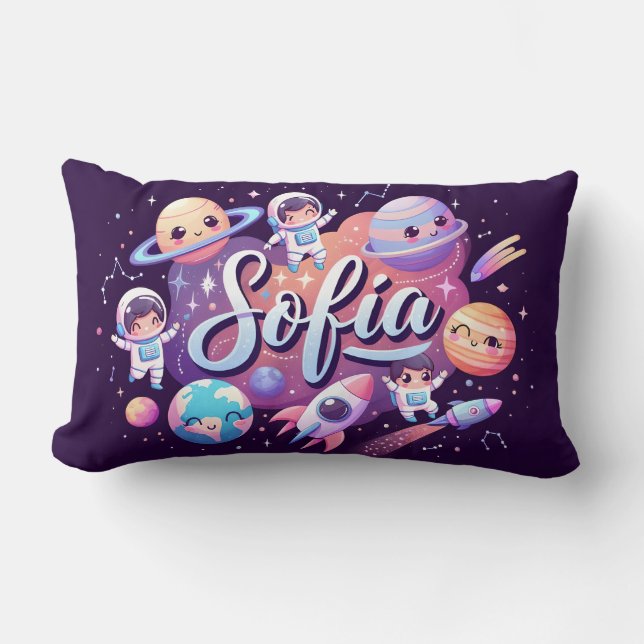 Space Galaxy Sofia Personalized Throw Pillow (Front)