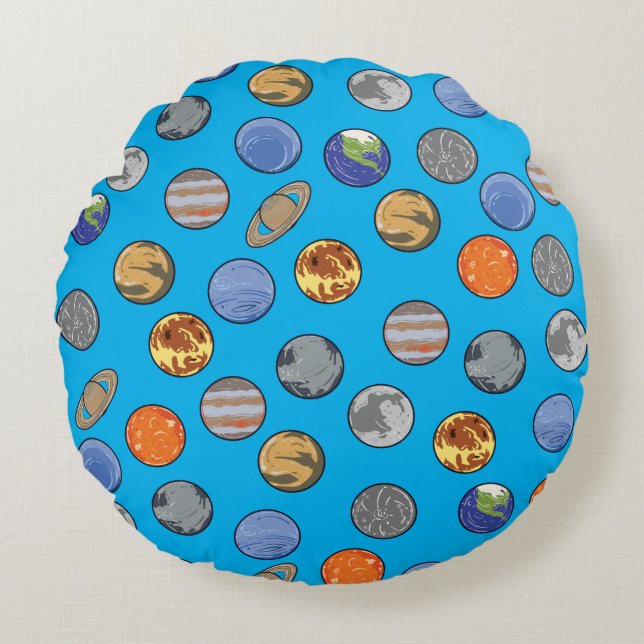 Space Galaxy Solar System Round Pillow (Front)