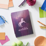 Space galaxy unicorn and script text personalized iPad pro cover<br><div class="desc">Space galaxy unicorn and script text personalized design. Part of a collection.</div>