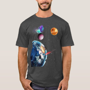 Space Galay Motif Solar System Astronauts colourfu T-Shirt