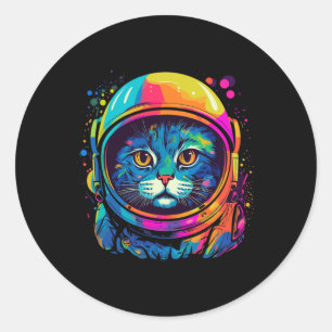 Space Gifts Cat Mom Cat Dad Men Women Kids Astrona Classic Round Sticker
