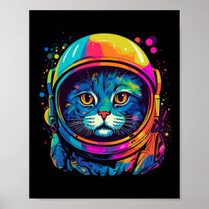 Space Gifts Cat Mom Cat Dad Men Women Kids Astrona Poster
