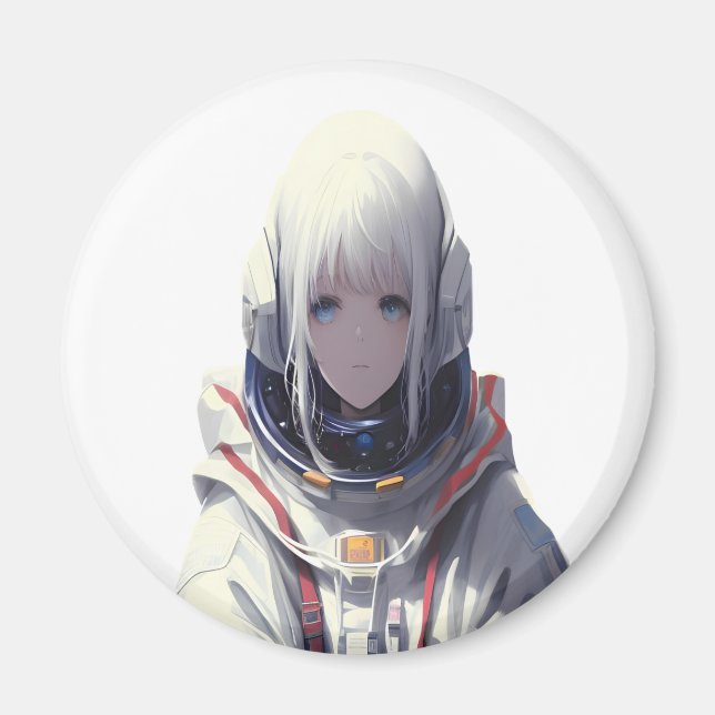 Space Girl Art Imprimer - Cosmic Adventure Magnet (Devant)