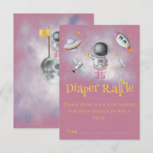 Space girl Astronaut rockets ufo star Baby Shower Enclosure Card