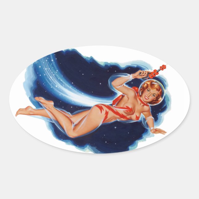 Space girl oval sticker (Front)