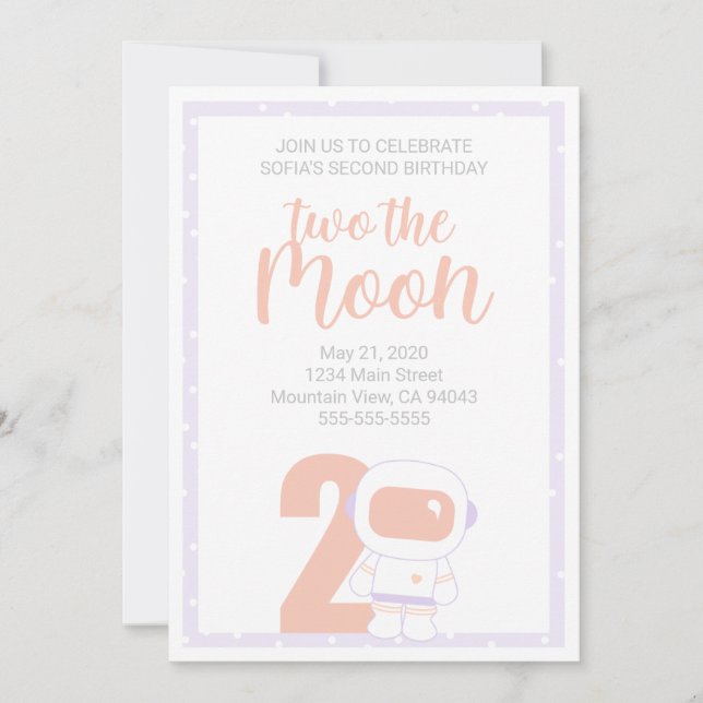 Space Girls Party Invitations (Front)