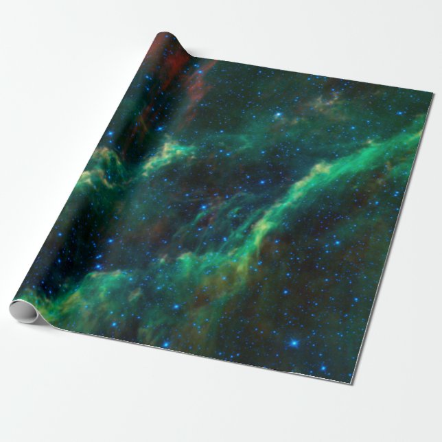 Space Green California Nebula Star Astronomy Wrapping Paper (Unrolled)