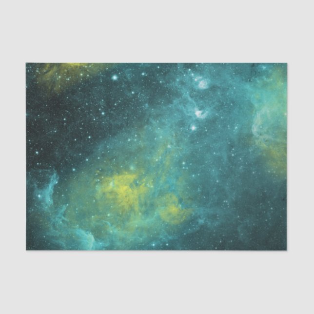 Space Green Yellow Watercolor Star Nebula Universe Tissue Paper (Front)