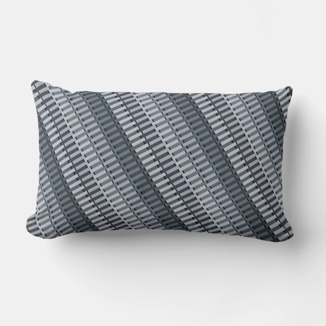 Space Grey Contemporary Abstract Stripe Pattern Lumbar Pillow (Front)