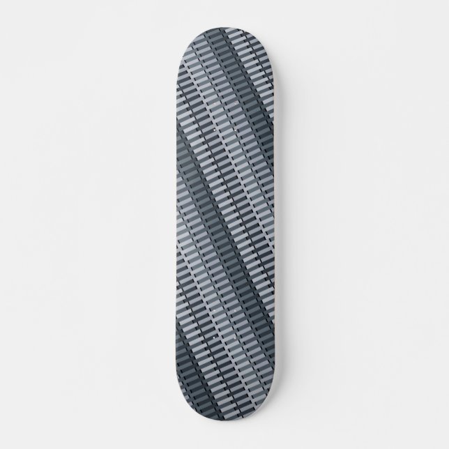 Space Grey Contemporary Abstract Stripe Pattern Skateboard (Front)