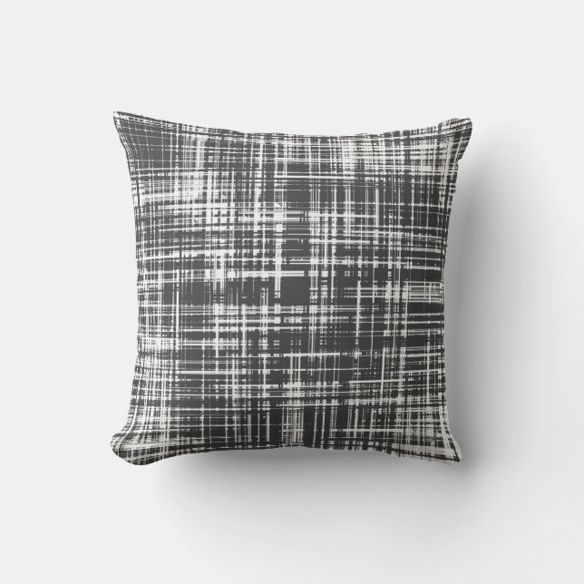 Space Grey Contemporary Abstract Stripe Pattern Throw Pillow (Front)