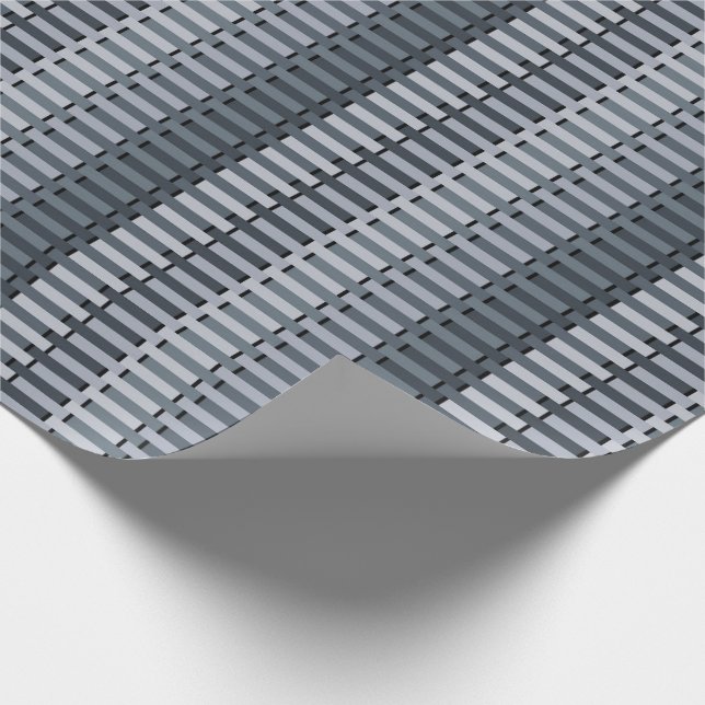 Space Grey Contemporary Stripe Pattern Wrapping Paper (Corner)