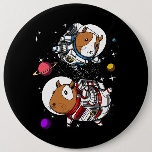 Space Guinea Pigs Astronauts Cosmic Cavy Pet 6 Inch Round Button